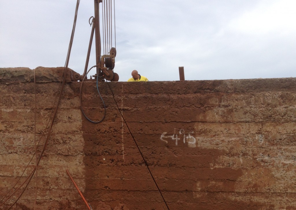 Core drilling on walls to begin removal of walls at Booran Road Reserve