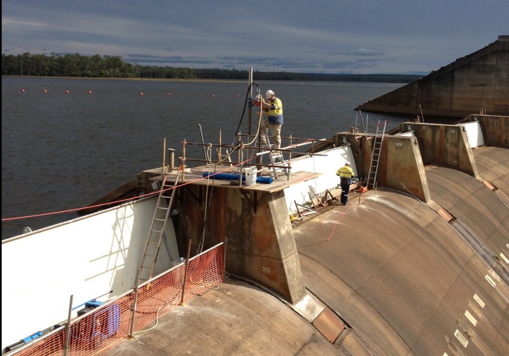 Core drilling on Lenthall Dam